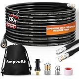 Ampvolts Rohrreinigungsschlauch Set 15m - 400 Bar/5800 PSI, kompatibel mit karcher K2 K3 K4 K5 K6 K7 Hochdruckreiniger, Premium Rohrreinigungsset für verstopfte Rohre und Abflüsse