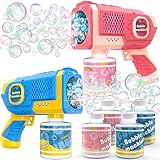 EagleStone 2er Pack Seifenblasenpistole mit bunten LED Lichtern, automatische Seifenblasenmaschine für Kinder und Kleinkinder, Outdoor Spielzeug Geschenk für Hochzeit Geburtstag Ostern
