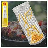 Rolling Grillkorb Mit Gabel, Round Grill Mit Gabel Grill Korb, Grillen Sie Verschiedene Gerichte Schnell Und Einfach (Wird Mit Einem 300ml Ölsprüher),4pcs