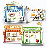 Coogam Kühlschrank Magnete Sortierung Spielzeug, feiner Motor Montessori Magnet Matching Spiel, Lebensmittel Haustiere Lebensmittelmöbel Spielzeug Spielset, Bildungslernen Sinnesspielzeug Geschenk für