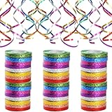 480 Meter Langen Luftschlange Geburtstag, 48 Funkelnd Bunte Luftschlangen in 8 Farben. Perfekt für Hochzeit Deko, Geburtstags Deko, Silvester Deko, Geschenkband und Verschiedene Feierliche Anlässe