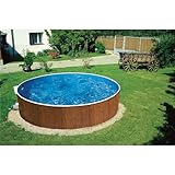 Paradies Pool® Aufstellpool Splash Pool Komplettset rund 460 x 90 cm Holz inkl. Filteranlage, Leiter, Vlies