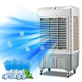 Kommerzieller Verdunstungsluftkühler Ventilator, 3-in-1-Kühlsystem, 60L Wassertank, 3 Geschwindigkeitsstufen, energieeffizient, tragbares Design für den Innen- und Außenbereich