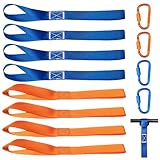 8 Stück Zurrschlaufen, Gurtschlaufen Nylon Zurrschlaufen Motorrad mit 4 Stück Schraubkarabiner, Belastbarkeit 1000 Kg Schlaufen Gurt für Auto, Motorrad Transport, Fahrrad Camping - 40,5cm × 2,5cm