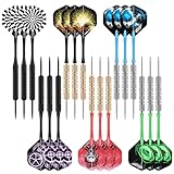 CyeeLife Dartpfeile mit Metallspitze,18 Stück Profi Steeldarts,Steel Darts Set mit Schaft und Flights,für Anfänger Und Hobbyisten