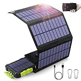 8W Solarpanel mit Solar Powerbank 20000 mAh, PD15 W USB C Solar Ladegerät mit 3 Ausgänge 2 Eingänge, Outdoor Wasserdichtem Power Bank Solarpanel Kompatibel für Smartphones, Tablets und mehr