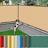 Balkon Sichtschutz 0.95 x 2 m, Windfest, Wetterbeständiges Und Pflegeleichtes, Schnelltrocknend, Blickdichte Balkonumspannungen, mit Ösen Kordel für Balkon, Sandgelb