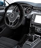 Xaosin Lenkradheizung Weich Fellschutz Lenkradbezug Winter Warme 3 Pcs Lenkradbezug Elastisch Lenkradbezug Plüsch Handbremse Getriebe Abdeckung Lenkradhülle Universal 37-39 cm Schwarz