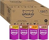 Whiskas Senior 7+ Katzennassfutter Gemischte Auswahl in Gelee, 120 Portionsbeutel, 120x85g (1 Großpackung) – Hochwertiges Katzenfutter nass, für Katzen ab 7 Jahren und älter