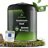 CAMPLORA Gaskartusche 2x 450g mit Schraubventil, Propan/Butan, Schraubkartusche mit Gewinde, Kartusche mit Schraubgewinde Camping