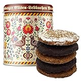 Lebkuchen - original Nürnberger Mandel Elisen- - 45% Nussanteil - handgefertigte Qualität - prämierte Meisterhändler-Manufaktur (Dose Stickmuster - Inhalt: Lebkuchen gemischt - 380 Gramm)