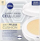 NIVEA Cellular Expert Finish 3in1 Pflege Cushion für helle Hauttöne (15 g), Make-up mit Hyaluron, Kollagen-Booster und LSF 15, feuchtigkeitsspendende Cushion Foundation