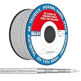 Germany B.e.s.t Koaxialkabel 100 M SAT-Kabel | 4K Ultra HD | Class A+ | DVB-S/S2 DVB-C DVB-T BK Anlagen | 5Fach Geschirmt | 135dB