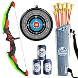 BEKKLPOU Pfeil Und Bogen Schießspielzeug, Sport-Bogenschießset, Pfeil- Und Bogenset, 10 Pfeile Mit Gummispitze, Köcher, Zielscheiben (Grün)
