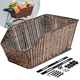 Büchel Fahrradkorb hinten aus hochwertigem Polyrattan I Fahrrad Korb für hinten inkl. Befestigungsmaterial. Fahrradkorb hinten groß I Fahrradkorb Kinder hinten I Schultaschen Korb