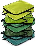 Bulyoou Kompressions-Verpackungswürfel für Reisen, platzsparend, Reisewürfel für Koffer, Rucksack, komprimierbar, wasserdicht, Gepäck-Organizer für Business, Urlaub, täglichen Gebrauch (Grün, M)