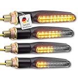 Binego® 4x LED Blinker Motorrad E Geprüft mit Lauflicht LED | Universelle Mini Blinker Moped Zubehör | StVZO konform (4er Set)