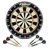 Naissgo Bristle Dartscheibe, Endurance Round Wire Number Ring Sisal Darts Set inkl. 6 Sets Steeltip Darts