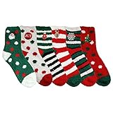 Boodtag 6 Paar Damen Mädchen Gemütliche Plüsch Hausschuhe Socken Baumwolle Weihnachten Knöchel Crew Thermosocken Weihnachtsgeschenk