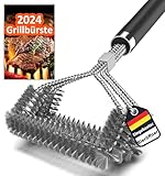 BBQ Grillbürste, Grill Reinigungsbürste mit Eingebauter Bieröffner. Extra breiter Bürstenkopf. PP Wärmedämmung Griff. für Gasgrill, Holzkohlegrill, Kugelgrill, Elektrogrill und Grillrost.