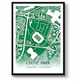 GroundDesigns Celtic FC Fußball-Geschenk, Motiv: Celtic Park Stadion, Kunstkarte, A3, Druck Parkhead