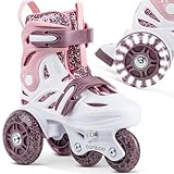 cariboo Rollschuhe Für Kinder Inliner Für Anfänger Verstellbar XS 26-30 Mit Lernlaufräder Glitzern Rosa Purpur Ballerina