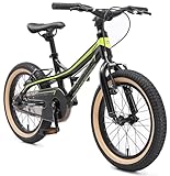 BIKESTAR Kinder Fahrrad Aluminium Mountainbike mit V-Bremse für Mädchen und Jungen ab 4-5 Jahre | 16 Zoll Kinderrad MTB | Schwarz & Grün