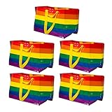 Ikea Stormma Große mehrfarbige gestreifte Rainbow Pride Taschen, 71 Liter, 55 x 35 x 37 cm, 5 Stück