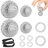 Akupressur Ball Set 12pcs Massageringe Für Finger und Handgelenk Massageringe Igelball Massage Akkupressurringe Für eine Stresslösende und Durchblutungsfördernde Massage im Set mit Tigerclips