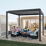 pergomondo Pergola mit Lamellendach Aluminium Wasserdicht Stabil Winterfest Gartenpavillon Sonnenschutz Sonnendach, 3 x 3 m, Anthrazit