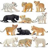 TOYMANY 12 Stück Wald Tiere-Figuren Set Löwe Tiger Leoparden Spielfiguren Spielzeug kleine Dschungel Plastiktiere Mini Zoo Tiere, Ostereier Kuchen Topper Weihnachts Geburtstagsgeschenk