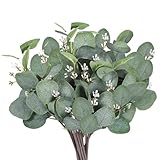 YYTOL Künstliche Eukalyptus Deko 12 Stück Künstlicher Eukalyptus Pflanzen Bulk Zweige Blätter Deko Grüner für Hochzeit Dekoration