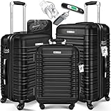 KESSER® 3tlg. Hartschalenkofferset Hartschalenkoffer Reisekoffer Set Reisekofferset Trolley Koffer 4 Rollen ABS-Hartschale Teleskopgriff Inkl. Kofferwaage + Gepäckanhänger Rollkoffer Schloss, M-L-XL