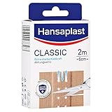 Hansaplast Classic Pflaster (2 m x 6 cm), zuschneidbare Wundpflaster mit extra starker Klebkraft & Bacteria Shield, flexibles und atmungsaktives Verbandsmaterial