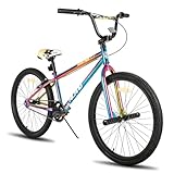 Hiland 24 Zoll Kinderfahrrad für Jungen und Mädchen, Jugendliche ab 6 7 Jahre BMX, Freestyle, 2 Stahl Pegs, Kettenschutz, Freilauf Schwarz Farbenfroh