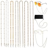 Kleemeiero 7 Stück Brillenkette Brillenkette Damen Maskenkette Maskenband Brillenband Sonnenbrille Kette Elegante Brillen Halter Brillen Kette Lesebrillenkette Riemen Brillenhalskabel, Gold