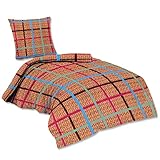 EXKLUSIV HEIMTEXTIL Doppelpack Flanell Bettwäsche Reißverschluss Sam Marke 135 x 200 cm + 80 x 80 cm