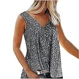 Floral Gedruckt Blumen Tanktops Träger Tops für Damen T-Shirt Damen Sommer Oberteile Lässig Print Kurzarm V-Ausschnitt Locker T-Shirt Casual Basic Tees Tops Elegant Tunika Bequem Schlanke