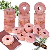 Yeecka 32 Stück Zedernholz Mottenschutz Ringe, Naturprodukt Mottenschutz für Kleiderschrank, Bio Mottenfalle Kleidermotten Bekämpfen, Kleidermottenfalle für Kleiderständer