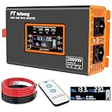 2000W Reiner Sinus-Wellenleistungsinverter, 12V DC bis 220V/230V AC-Konverter mit LCD-Display, USB-C-Anschluss und QC 3.0-Hafen für Camping-Notfallfahrzeuge Truck RV