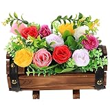 PRETYZOOM 2St Blumentopf Simulationsblume künstliche Blumen für den Außenbereich künstliche blüten Artificial Flower Wohnkultur Orchideentopf Kunstblume im Holztopf Eingemachter Bonsai Wanne