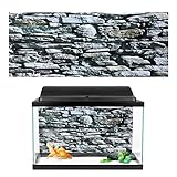 Oyunngs Aquarium Hintergrundbild für Aquarium, 3D-Effekt Steinmauer Gemälde Poster, Unterwasser Wandtattoo Dekoration PVC Kleber Aufkleber(61 * 30cm)