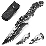 Dream Reach klappmesser Zweihandmesser - D2 Stahl Taschenmesser für Outdoor Camping,Scharfes Survival Outdoor Messer mit Scheide, EDC Messer für Männer mit Geschenkbox