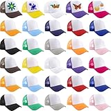 Skyebed 30 Stück Kinder DIY Sublimation Trucker Hüte Mesh Baseball Caps Verstellbare Trucker Cap für Jungen Mädchen Outdoor, Farbset 1, Einheitsgröße
