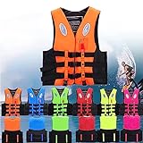 JIcloun Schwimmweste für Erwachsene, Universal Rettungsweste für Herren & Damen, Schwimmwestenmit verstellbarem Sicherheits-Schrittgurt, für Wassersport, Kanu, Wakeboard,Orange,L