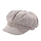 Sannysis Schirmmütze Einfacher Stil Vintage Baskenmütze Damen Bakerboy Mütze Cord Kappe Sommer Herbst Ballonmütze Barett Cap Grau