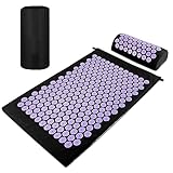 Magrimaxio Akupressurmatte mit Kissen, Akupunktur Matte, Stachelmatte, Akupunkturmatte mit Tragetasche, Nagelmatte Set zur Entspannung für Massage, Schmerzlinderung, Tressabbau, Meditation (Violett)