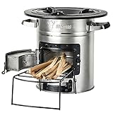 BBQ-Toro Raketenofen Rakete #2, Edelstahl | Rocket Stove für Dutch Oven, Grillpfannen und vieles mehr | Rocketstove mit Brennholzgestell und Zuluftöffnungen | Feuerstelle für Dutch Oven