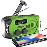 Efluky Solar Radio AM/FM Kurbelradio USB Wiederaufladbar Notfallradio, Led Taschenlampe, SOS Alarm und Handkurbel Dynamo für Camping, Survival, Reisen, Notfall (Grün)