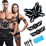 EMS Muskelstimulator Bauchmuskeltrainer Trainingsgerät, 8 Modi & 15 Intensitäten, Elektrischer Muskelstimulator, USB aufladbares Fitness-Training für Bauch/Arm/Bein, 10 Ersatz-Gel-Pads (Flamme)